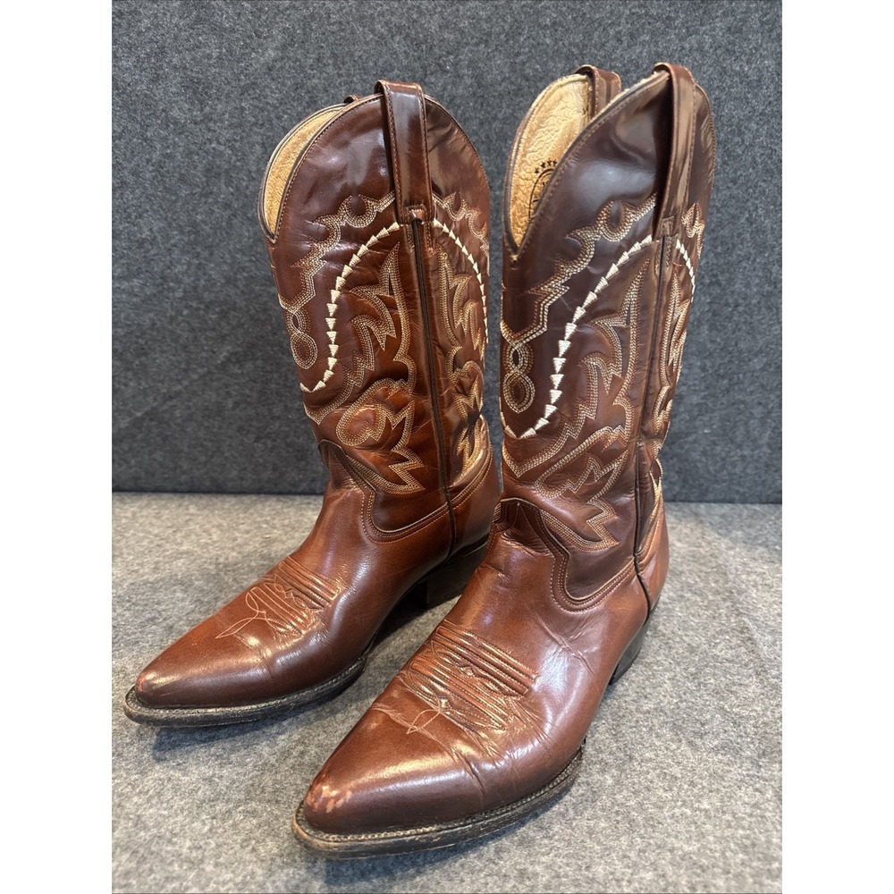 Pistolero Men's 7.5 Brown Leather Cowboy Boots Western Made In Mexico